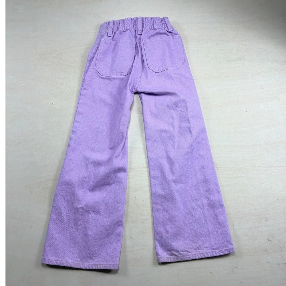 Old Navy Girls Purple High Rise Baggy Wide Leg Jeans Built-In Tough Size S 6